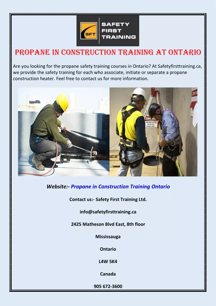 propane in construction training at ontario