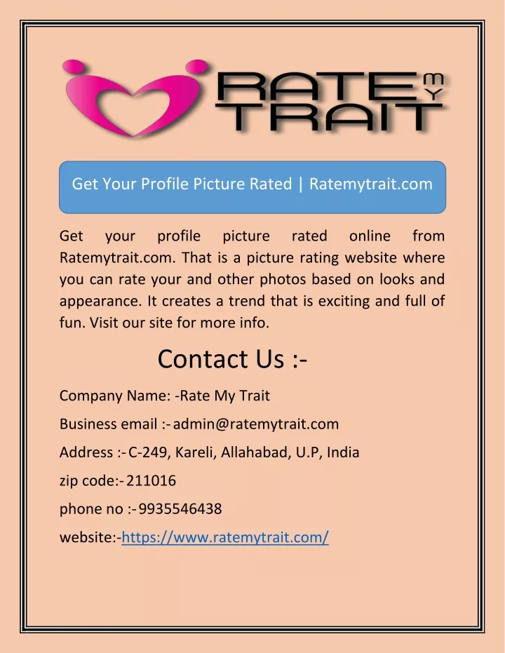 get your profile picture rated ratemytrait com