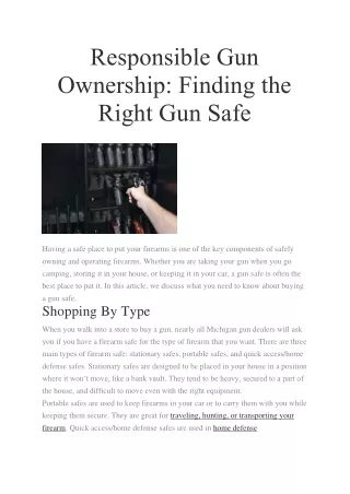 Responsible Gun Ownership: Finding the Right Gun Safe