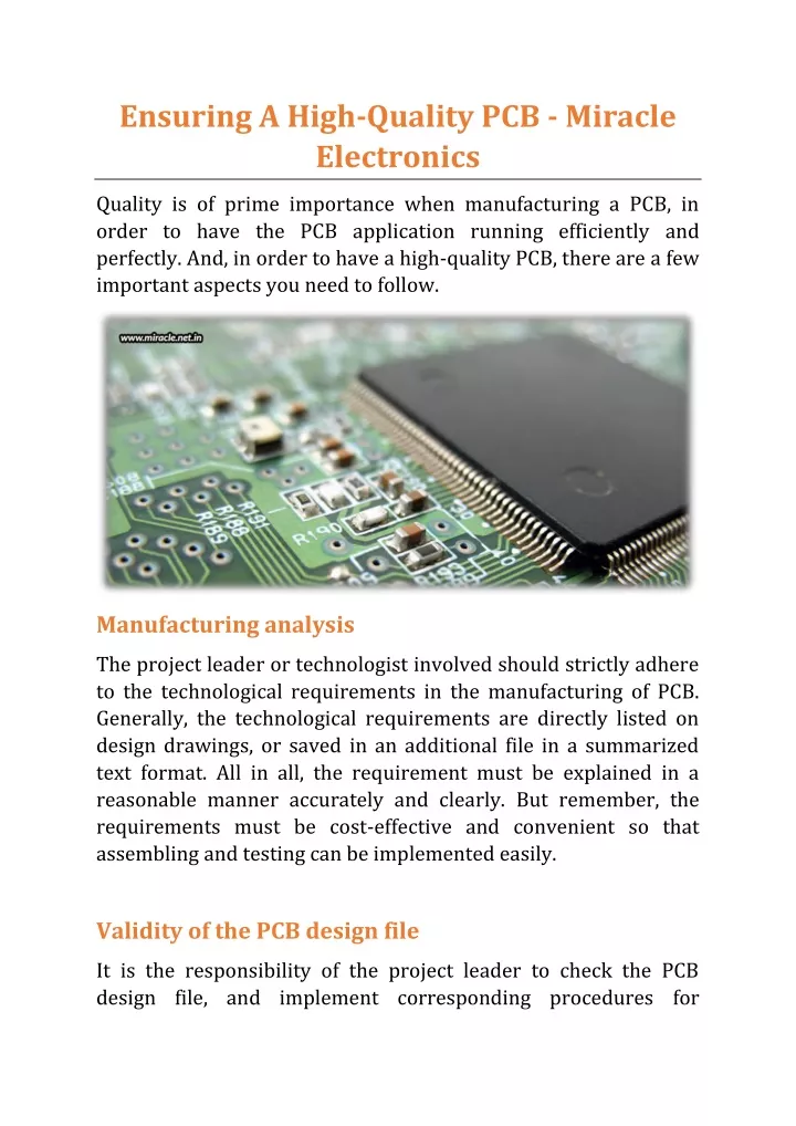ensuring a high quality pcb miracle electronics