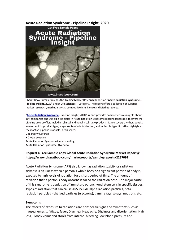 acute radiation syndrome pipeline insight 2020