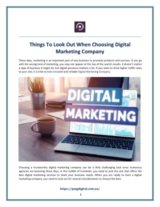 Things To Look Out When Choosing Digital Marketing Company