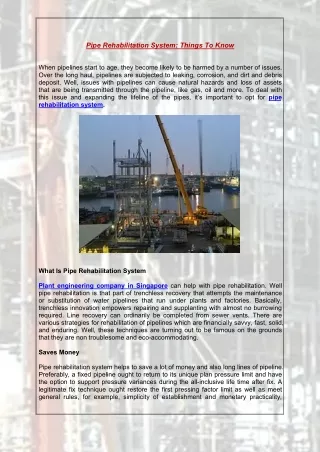 pipe rehabilitation system things to know