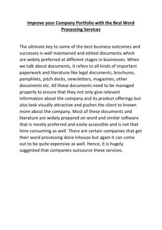 improve your company portfolio with the best word