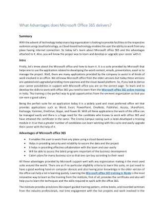 what advantages does microsoft office 365 delivers