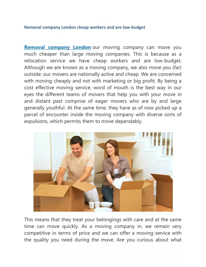 removal company london cheap workers