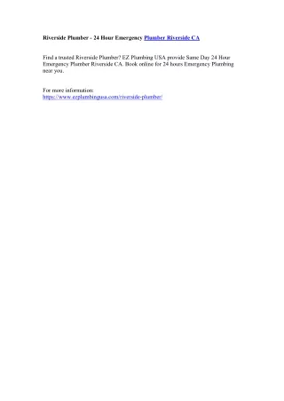 riverside plumber 24 hour emergency plumber