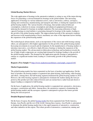 global bearing market drivers