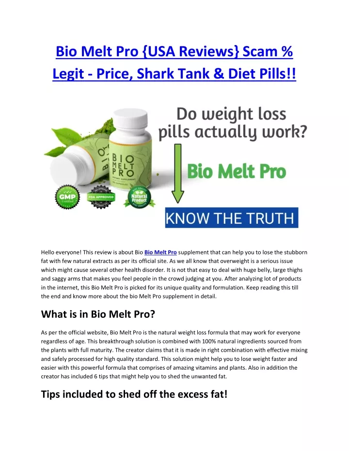 bio melt pro usa reviews scam legit price shark