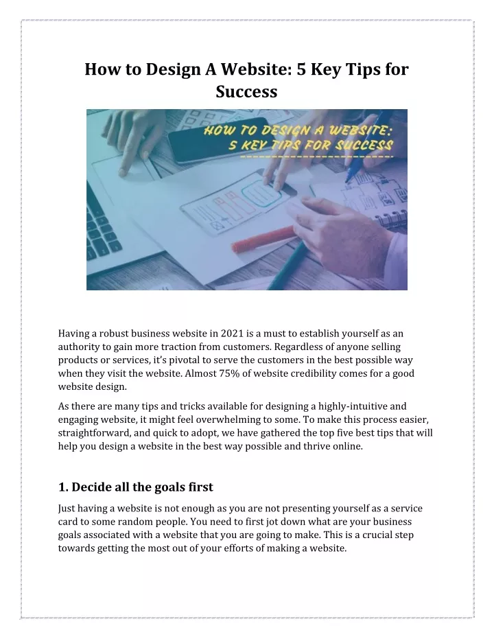 how to design a website 5 key tips for success