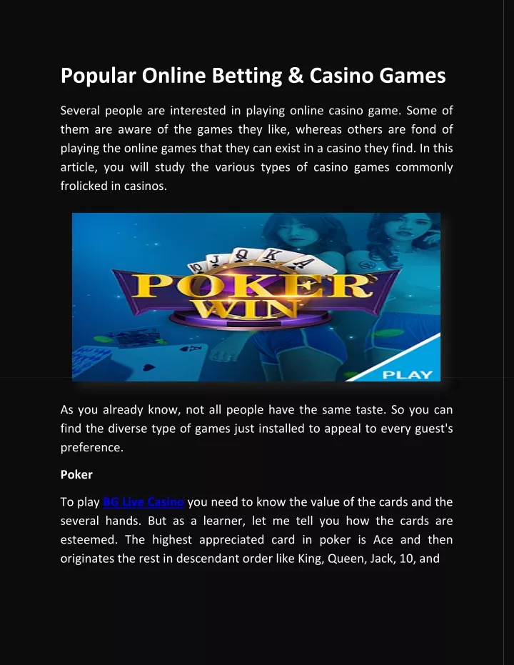popular online betting casino games