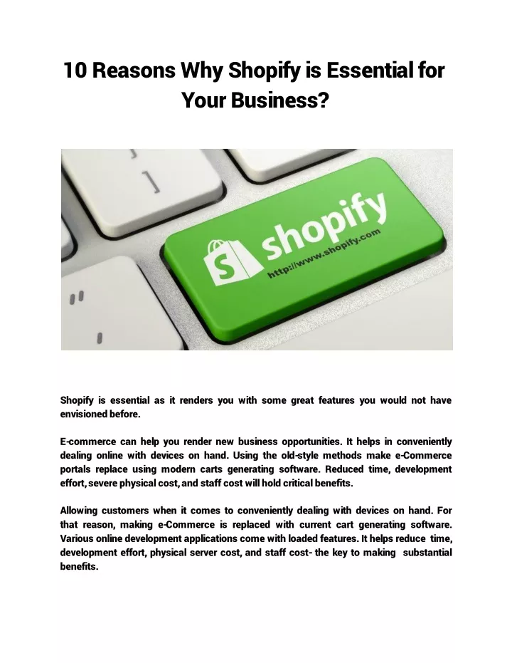 10 reasons why shopify is essential for your business