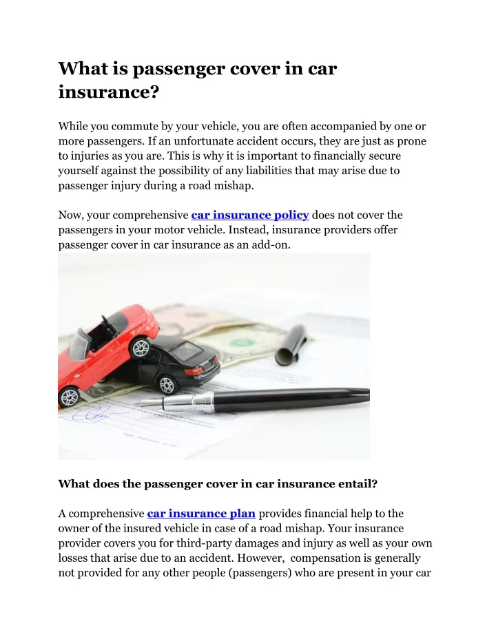what is passenger cover in car insurance while