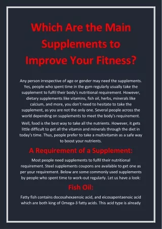 which are the main supplements to improve your