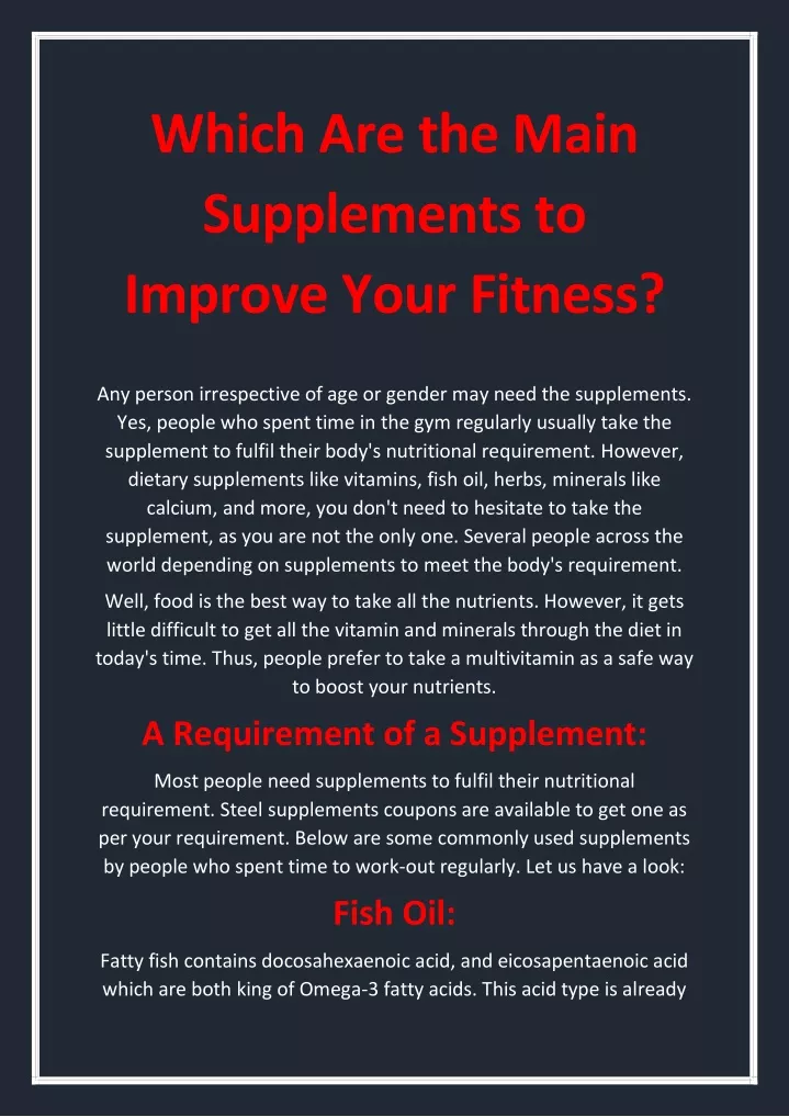 which are the main supplements to improve your