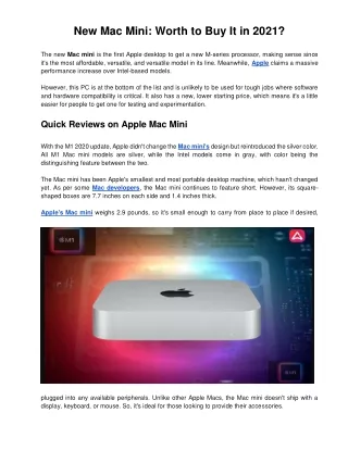 new mac mini worth to buy it in 2021