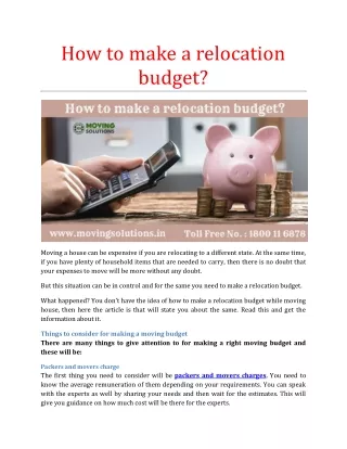 How to make a relocation budget?