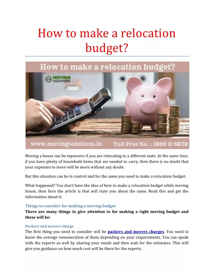 how to make a relocation budget
