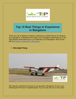top 10 best things to experience in bangalore