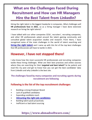 what are the challenges faced during recruitment