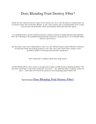 does blending fruit destroy fiber
