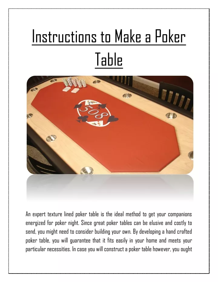 instructions to make a poker table