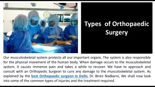 Types  of Orthopaedic Surgery