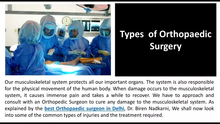 types of orthopaedic surgery