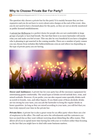 why to choose private bar for party