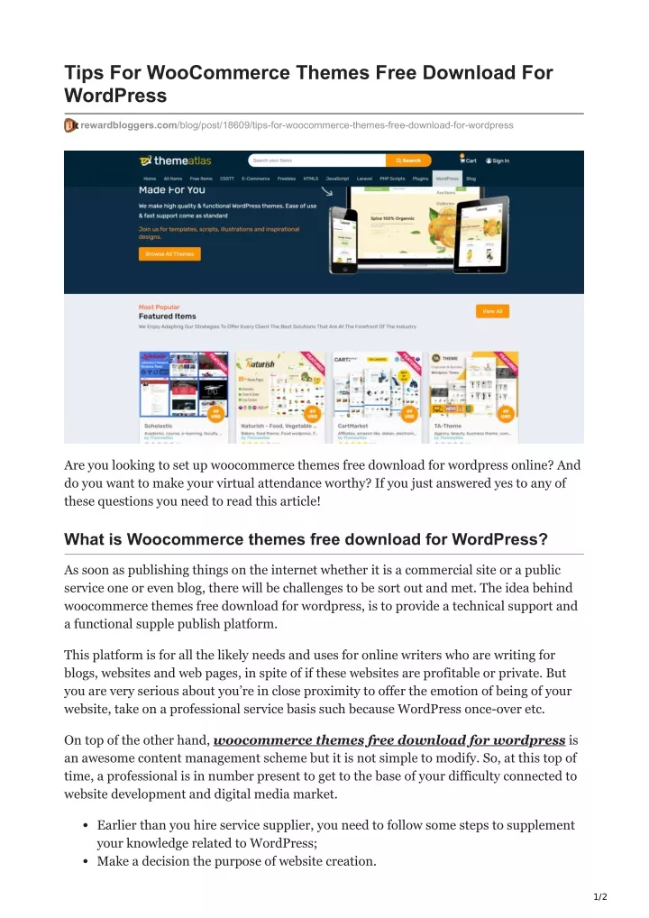 tips for woocommerce themes free download