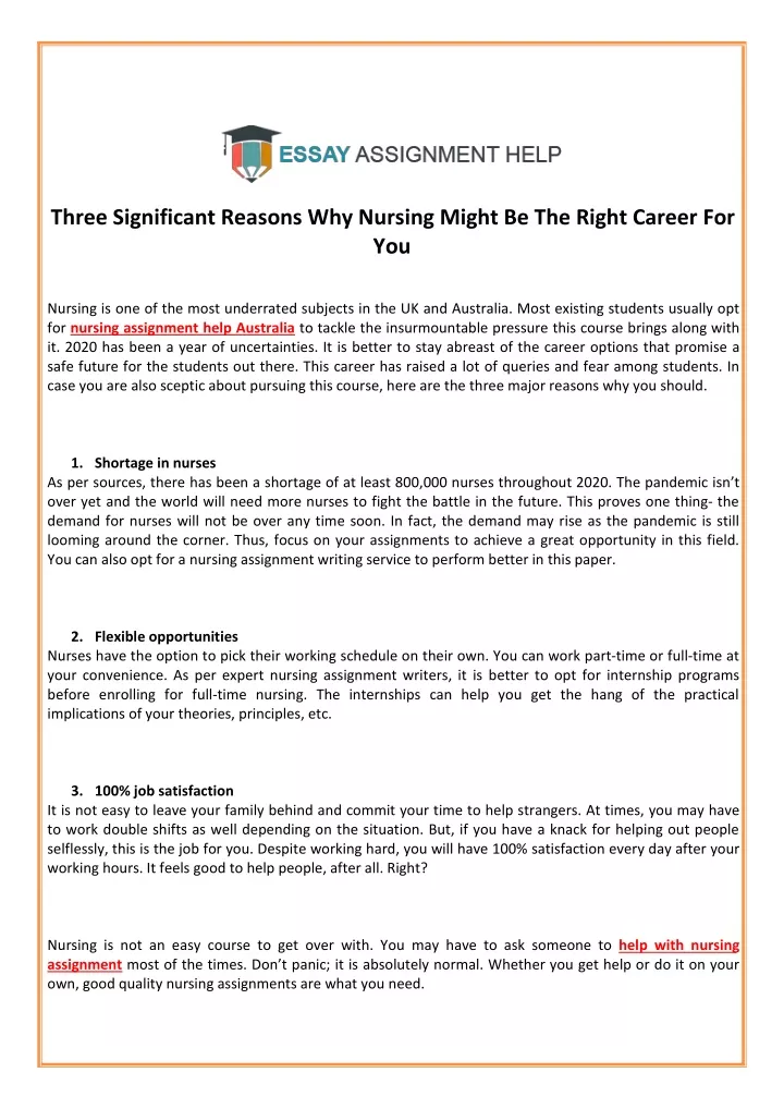 three significant reasons why nursing might