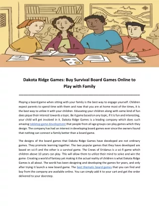 Dakota Ridge Games: Buy Survival Board Games Online to Play with Family