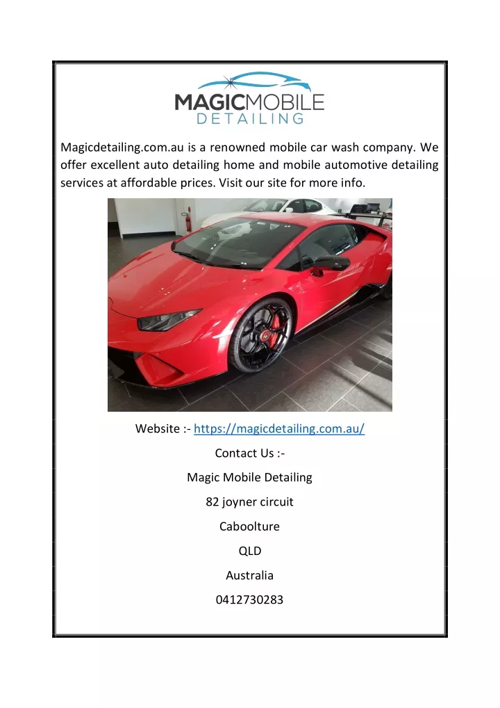 magicdetailing com au is a renowned mobile