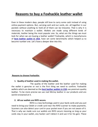 reasons to buy a foxhackle leather wallet