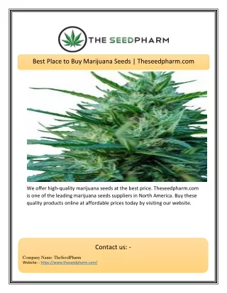 Best Place to Buy Marijuana Seeds | Theseedpharm.com