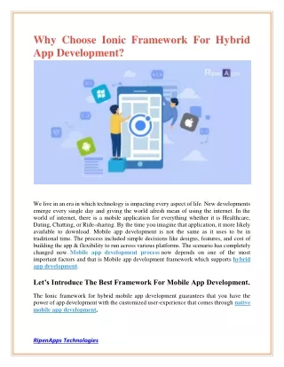 why choose ionic framework for hybrid