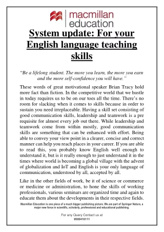 system update for your english language teaching