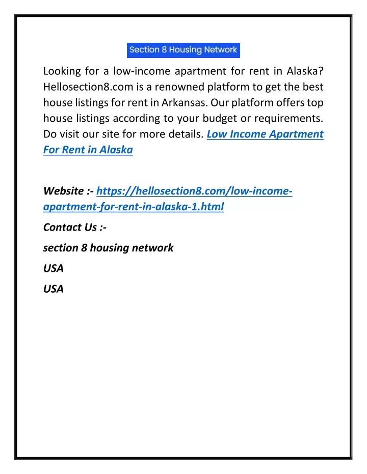 looking for a low income apartment for rent