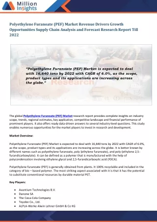 polyethylene furanoate pef market revenue drivers