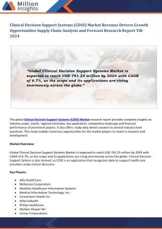 clinical decision support systems cdss market