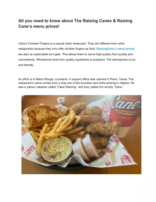 All you need to know about The Raising Canes & Raising Cane’s menu prices!