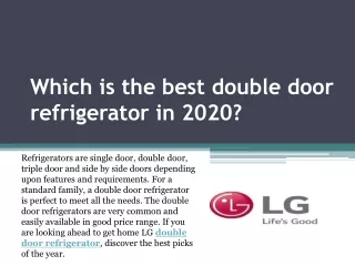 Which is the best double door refrigerator in 2020?