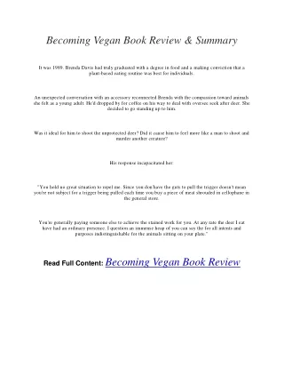 becoming vegan book review summary