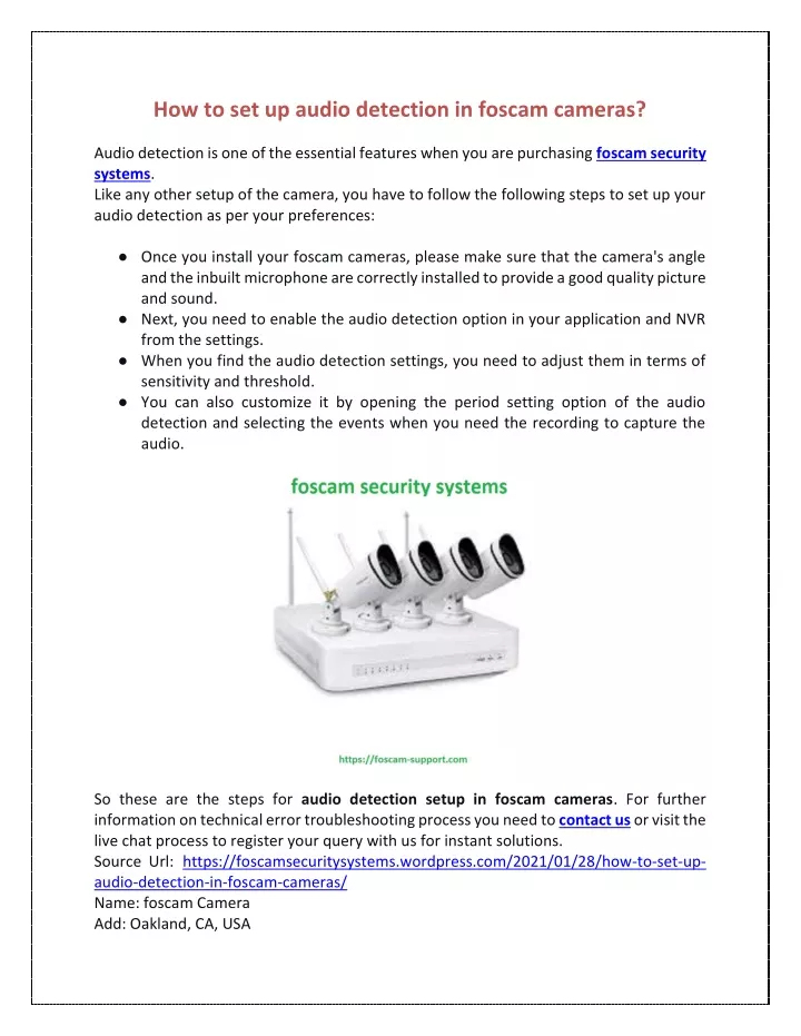 how to set up audio detection in foscam cameras