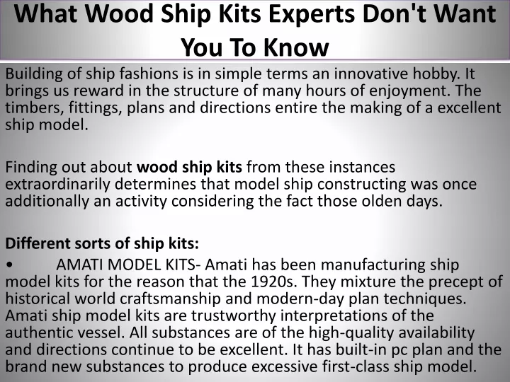 what wood ship kits experts don t want you to know