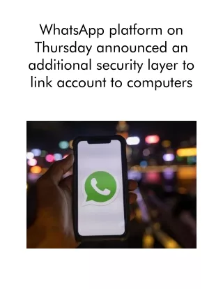 whatsapp platform on thursday announced