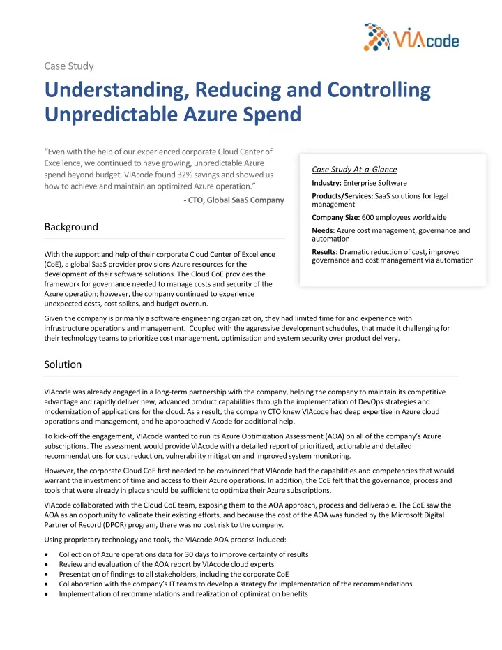 case study understanding reducing and controlling