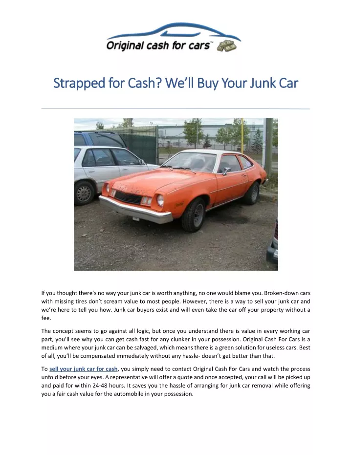 PPT Strapped for Cash We ll Buy Your Junk Car PowerPoint