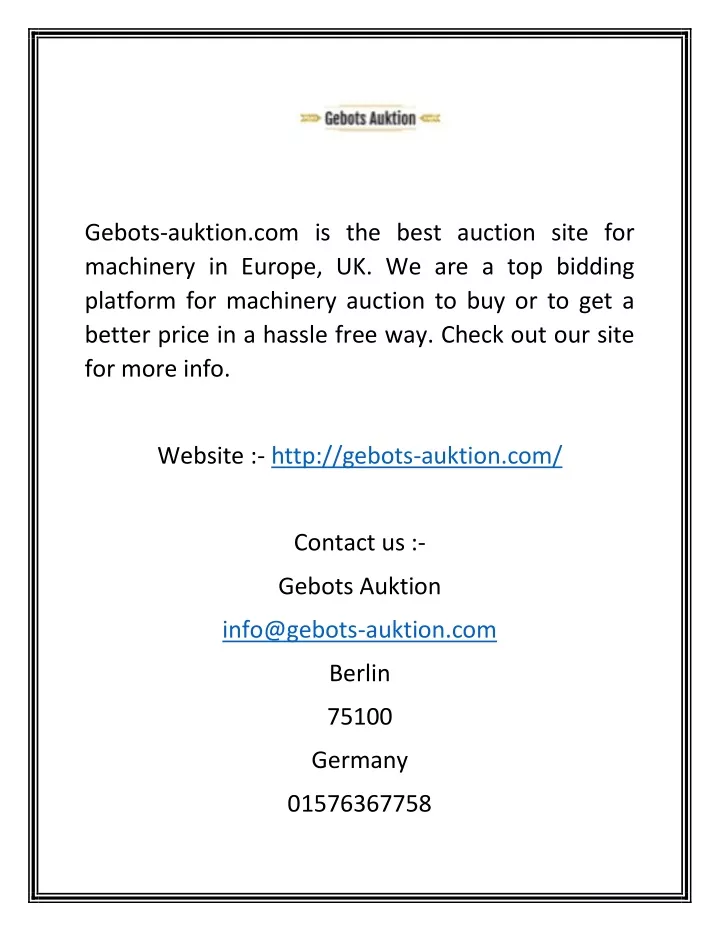 gebots auktion com is the best auction site