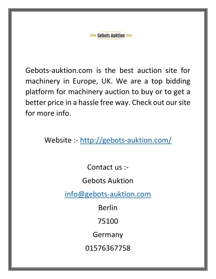 gebots auktion com is the best auction site
